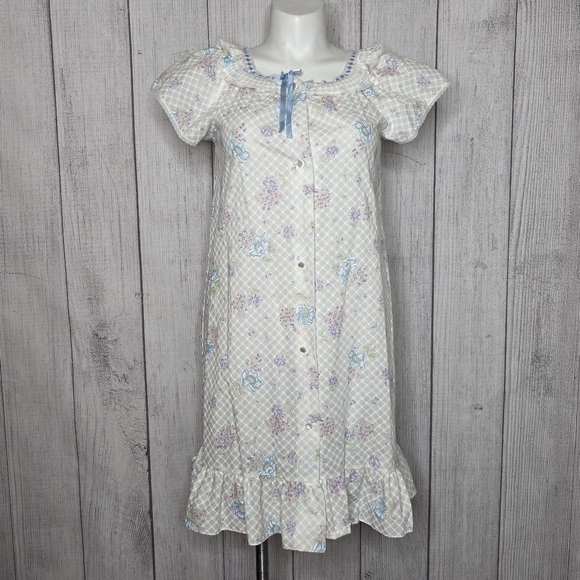 Vintage Stardust Nightgown - Floral Prairie Cottagecore Ruffle, sz Medium - Picture 1 of 6